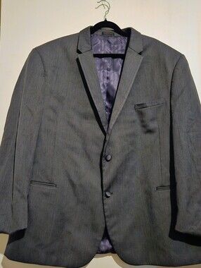 Michael Kors Men’s 54L Long Wool Blazer Suit Jacket Gray 130’s Venetian Fabric